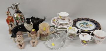 ASSORTED DECORATIVE CHINA & METALWARE including two Napoleonic figurines