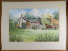 ARNOLD LOWREY pastel and watercolour - Welsh farm cottage, signed and dated 1994, 40 x 60cms