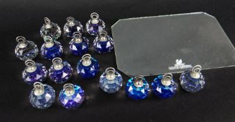 SIXTEEN SWAROVSKI CRYSTAL PLACE CARD HOLDERS, BERMUDA BLUE, with Swarovski mirror