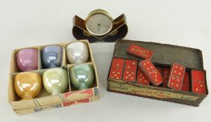 VINTAGE COLLECTABLES comprising ringer's shag boxed set dominoes, boxed set of lustre glazed egg