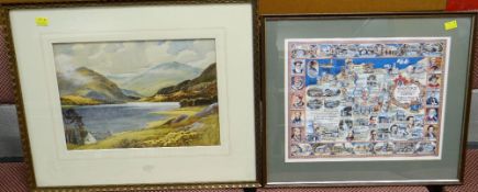 HARRY HUGHES RICHARDSON watercolour - entitled 'The Slopes of Llyn Dinas', together with coloured