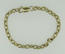 9K YELLOW GOLD OVAL LINK BRACELET, 19cms long, 12.3gms.