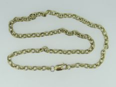 9K YELLOW GOLD OVAL LINK NECKLACE, 50.5cms, 32.4gms.
