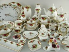 ASSORTED ROYAL ALBERT 'OLD COUNTRY ROSES' CHINA TEAWARES, CLOCKS ETC