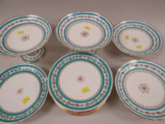 STAFFORDSHIRE CHINA DESSERT SETS with comports ETC (in two patterns)