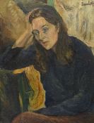 RONALD OSSORY DUNLOP (1894 - 1973) oil on board - portrait of a lady, signed, 64 x 49cms