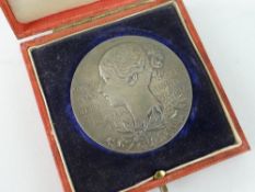 QUEEN VICTORIA CASED SILVER DIAMOND JUBILEE MEDALLION in original red Morocco box dated 1837-1897.