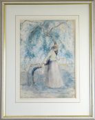 FRANKLIN WHITE (Born Australia 1892 - 1975) watercolour - female leaning on tree branch, entitled