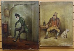 MANNER OF JOSEPH CLAYTON CLARKE 'KYD' (1856-1937) oil on canvas - Dickens characters Bill Sykes,