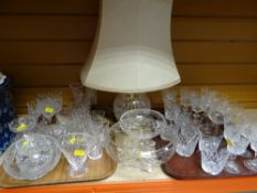 ASSORTED CUT GLASSWARE including table lamp