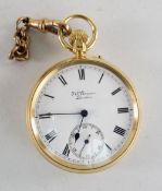GEORGE V 18CT GOLD OPEN FACED POCKET WATCH, 1910, 'THE BANK' by J W Benson, London, engraved back,