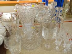 ASSORTED CUT GLASS including two Georgian decanters (mismatched stoppers)