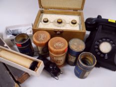 ASSORTED VINTAGE ELECTRICALS including an Ever Ready sky casket radio, GPO telephone, Eddison Rolls,