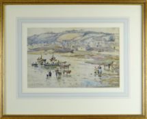 JANE COWAN WYPER (1866 - 1898) watercolour - cockle gatherers at low tide, signed and dated '93,