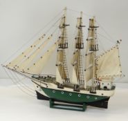 SCRATCH BUILT MODEL OF A BARQUE, fully square rigged, on stand, 1meter, 28cms long (slight damage)