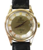 OMEGA PIE PAN DIAL CONSTELLATION CALENDAR GENT'S WRIST WATCH, gold capped stainless steel case,