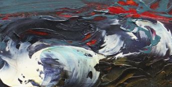 MAGGI HAMBLING (B.1945) oil on board - 'Sunrise No.3', signed and dated 2008 verso, 7.4 x 14cms