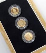 THE FACES OF QUEEN ELIZABETH II GOLD PROOF HALF SOVEREIGN THREE COIN SET dated 1983, 1985 and 2006