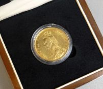 THE QUEEN VICTORIA GOLD DOUBLE SOVEREIGN OF 1887, Jubilee head, in presentation box with Certificate