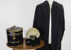 GOOD BARRISTERS WIG in original gilt-lined Ravenscroft tin box, belonging to F. W. Henwood, together