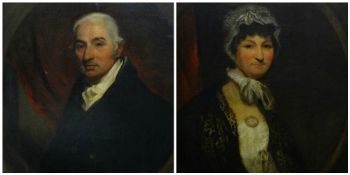 NINETEENTH CENTURY BRITISH SCHOOL oil on canvases, a pair - half portrait of Betsy Vivian (nee