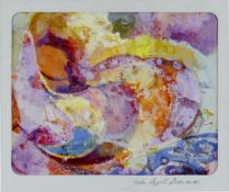 JOHN UZZELL EDWARDS mixed media - colourful semi-abstract, entitled verso 'Thonet Rocking Chair',