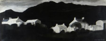 JOHN KNAPP-FISHER watercolour - white washed farm buildings and barns, signed and dated 1986, 31 x