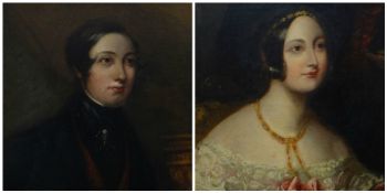 NINETEENTH CENTURY BRITISH SCHOOL oil on canvases, a pair - head and shoulders portrait of a young