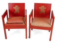 PAIR OF INVESTITURE CHAIRS TOGETHER WITH RELATED SCRAPBOOK an icon of design being the 1969 Prince