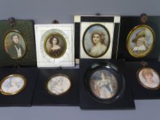 VICTORIAN & LATER PORTRAIT MINIATURES COLLECTION including four painted and four printed examples,