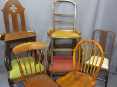 ANTIQUE & LATER MISCELLANEOUS CHAIR GROUP, seven pieces including a mahogany hall chair, a pair of
