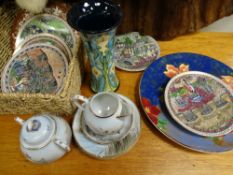 MOORCROFT CALLA LILY VASE, 25.5cms tall, Royal Doulton floral decorated charger, 34cms diameter,