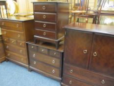 STAG MAHOGANY BEDROOM FURNITURE, four pieces to include multi-drawer chest, tallboy and two