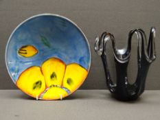 POOLE POTTERY BOWL and an Art glass vase