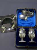 SMALL SILVER, a quantity including a cased pair of salt and pepper pots, Birmingham 1890, maker