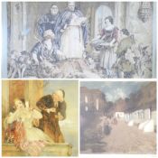 ANTIQUE TAPESTRY - 'Bolton Abbey in the Olden Time', 83 x 103cms overall size including frame, F.P.