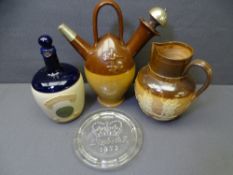 DOULTON LAMBETH STONEWARE COMMEMORATIVES including the old Sarum kettle with silver mounted spout