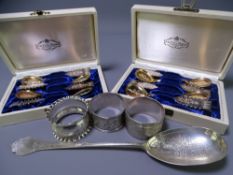SMALL SILVER - a quantity including two cased sets of four Norwegian spoons by F Olsson, a chased