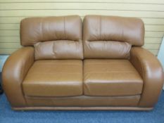 STYLISH BROWN LEATHER EFFECT SOFA BED, 93cms H, 172cms W, 56cms seat depth