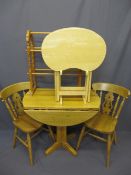 LIGHTWOOD HOUSEHOLD FURNITURE including a twin-flap kitchen table and two farmhouse chairs, a