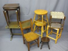 MIXED OCCASIONAL FURNITURE PARCEL including a child's farmhouse chair, small circular top stool,