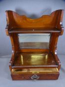 MAHOGANY WALL HANGING MIRRORED SHELF with base drawer