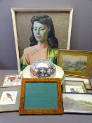 TRETCHIKO PRINT of an oriental lady, further framed pictures and prints, pottery wash bowl and a