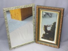 STAG PAINTED WALL MIRROR, circa 1900 and one other, 82cms approximate heights