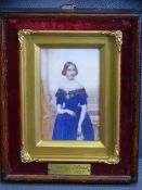 ANTIQUE PORTRAIT MINIATURE print Jenny Lind (label verso 'The Sweedish Nightingale'), overall size