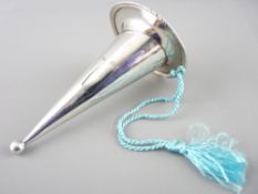 SILVER POSY HOLDER, cone form with egg and dart pattern to top rim 1912 Birmingham Levi & Salaman
