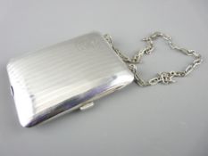 SILVER EVENING PURSE AIDE MEMOIR COMPACT COMBO with chain handle of art deco form and fine detail to