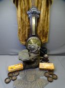 MIXED COLLECTOR'S ITEMS including a vintage printer's plate for Colwyn Bay Laundry, telephone No 70,