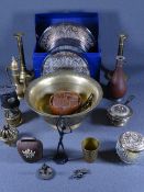 ANTIQUE & VINTAGE METALWARE a quantity including a Persian type bottle vase, oriental brass bowl,