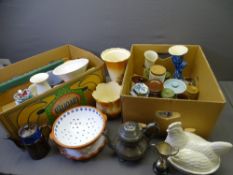 UTILITY POTTERY CONTAINERS, jugs and planters ETC, within two boxes